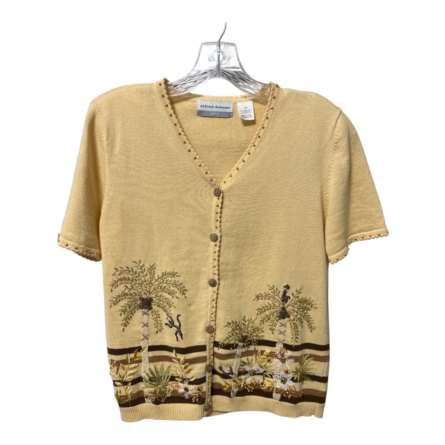 Alfred Dunner Petite Embroidered Tropical Cardigan & Pants Set Vintage PS