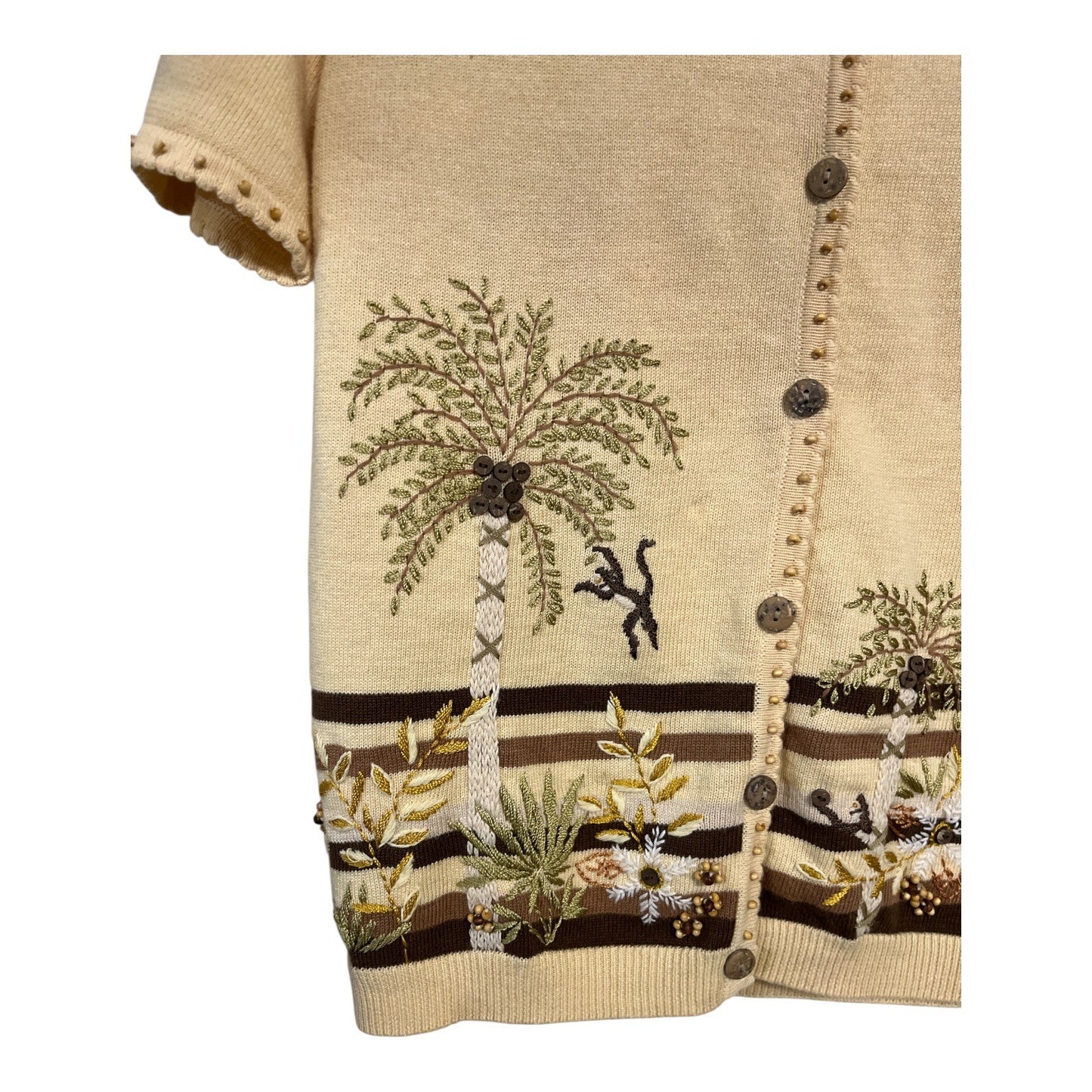 Alfred Dunner Petite Embroidered Tropical Cardigan & Pants Set Vintage PS