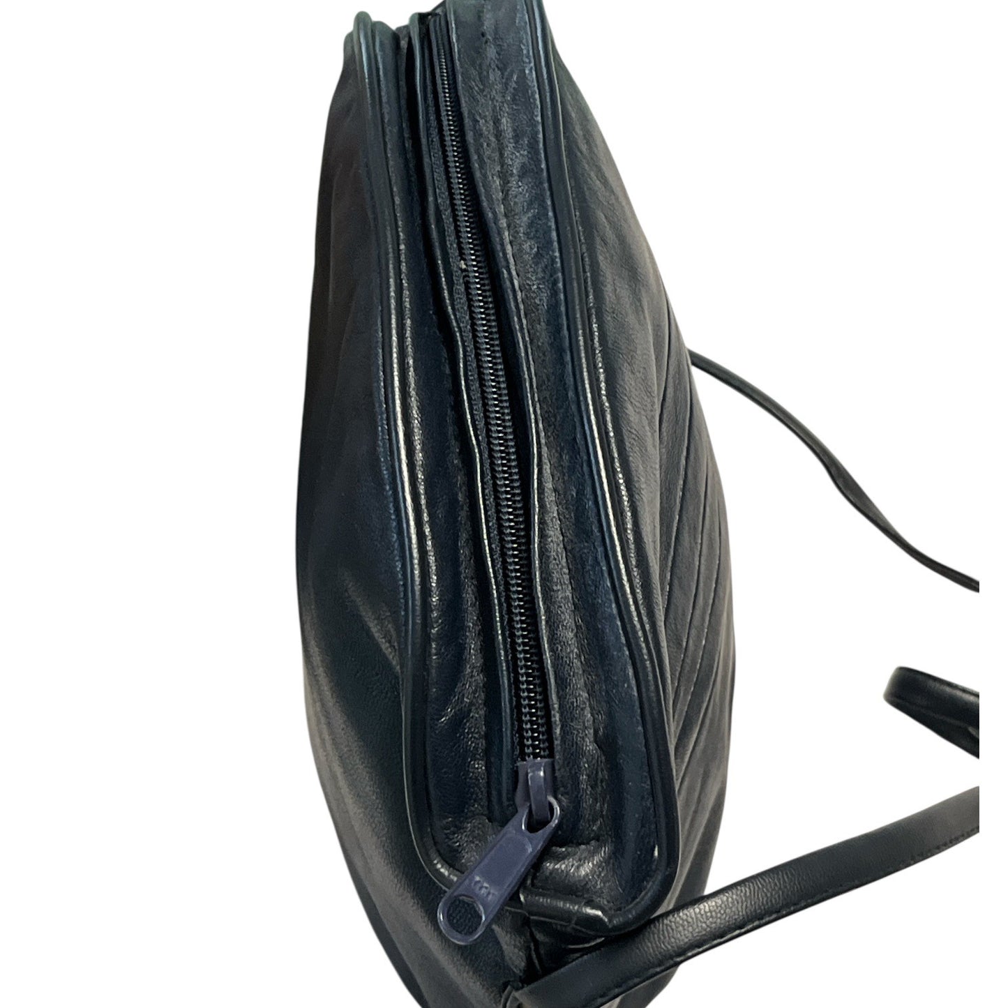 Vintage Jeffrey Lawrence for Lawrence Bentley Navy Leather Crossbody Bag Made in Italy