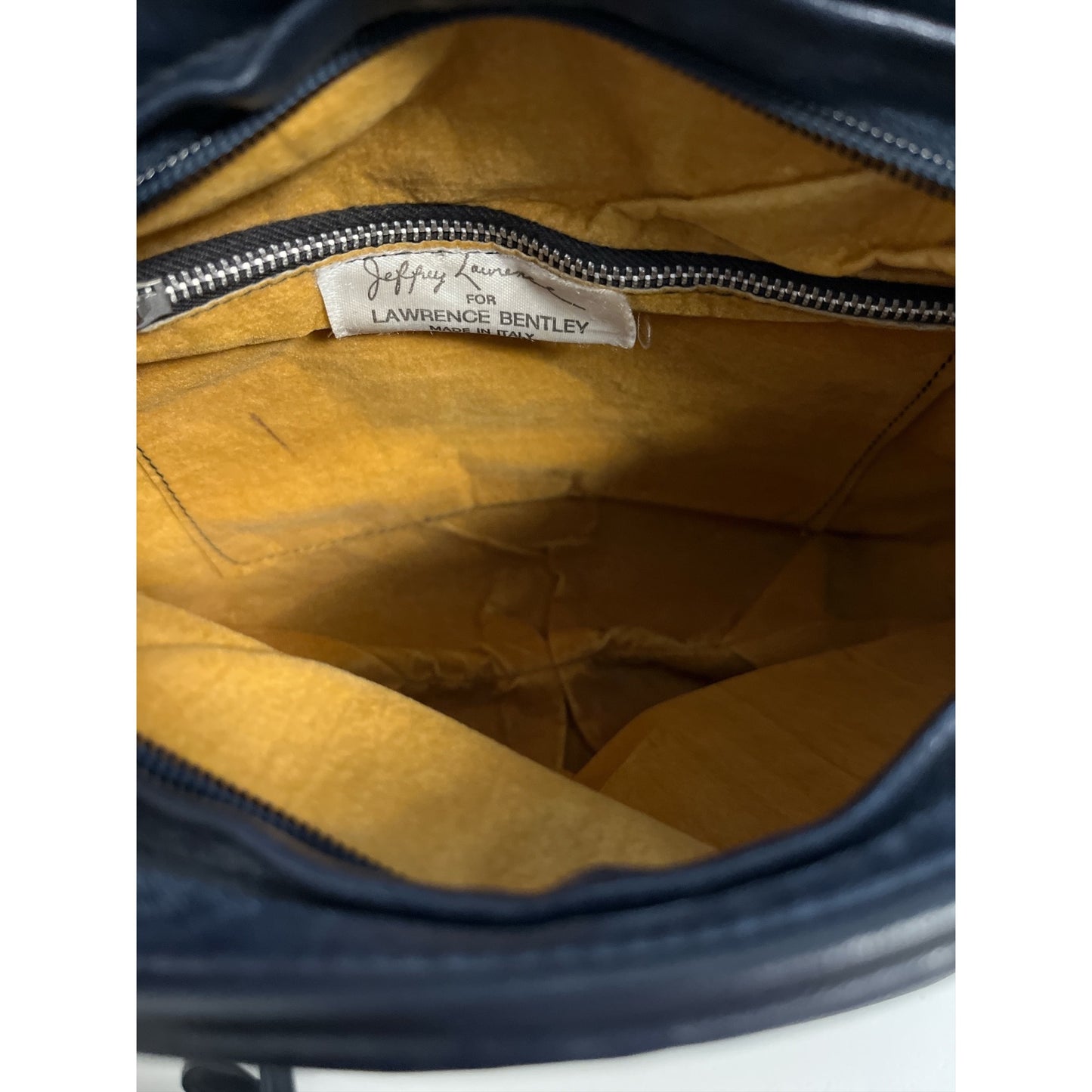 Vintage Jeffrey Lawrence for Lawrence Bentley Navy Leather Crossbody Bag Made in Italy