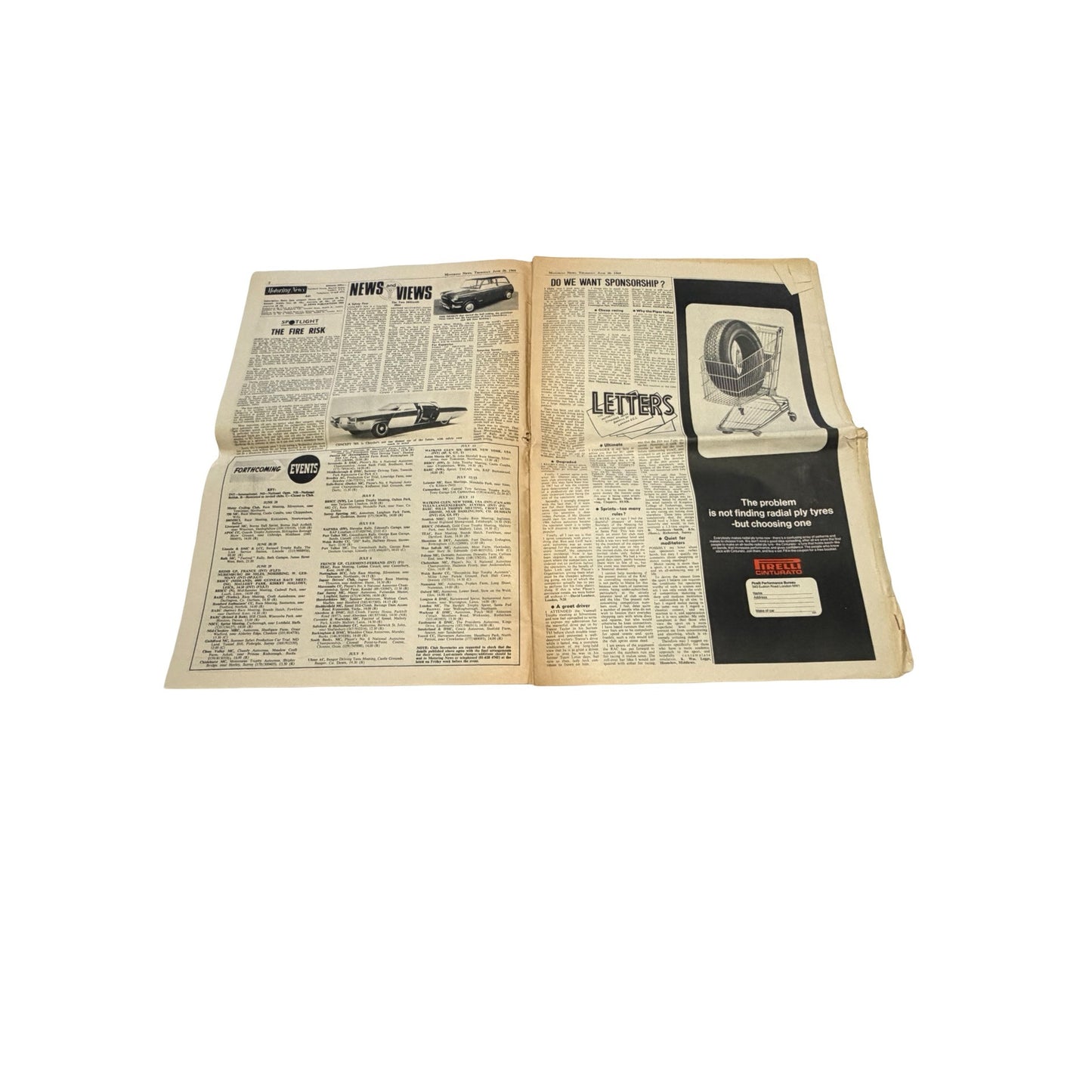 Vintage Motoring News Newspaper June 26 1969 Jackie Stewart Dutch Grand Prix Formula One Racing