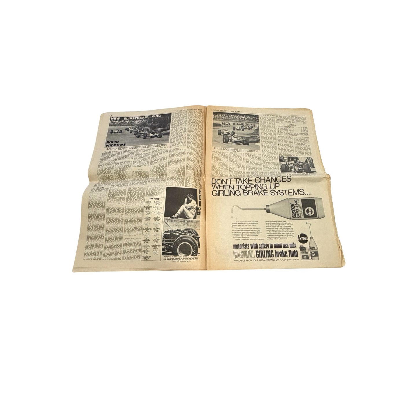 Vintage Motoring News Newspaper June 26 1969 Jackie Stewart Dutch Grand Prix Formula One Racing