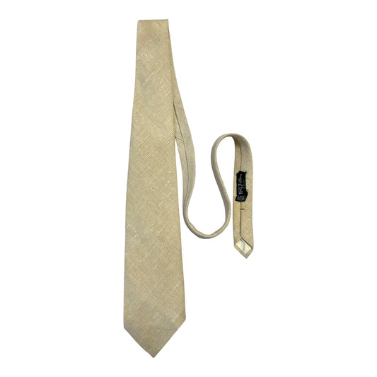 Polo Ralph Lauren x Woolf Brothers Tie – 100% Linen, Hand Made in Italy, 55” Tan Necktie, 1980s–90s