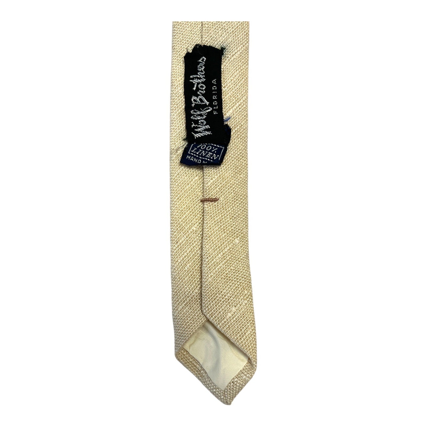 Polo Ralph Lauren x Woolf Brothers Tie – 100% Linen, Hand Made in Italy, 55” Tan Necktie, 1980s–90s