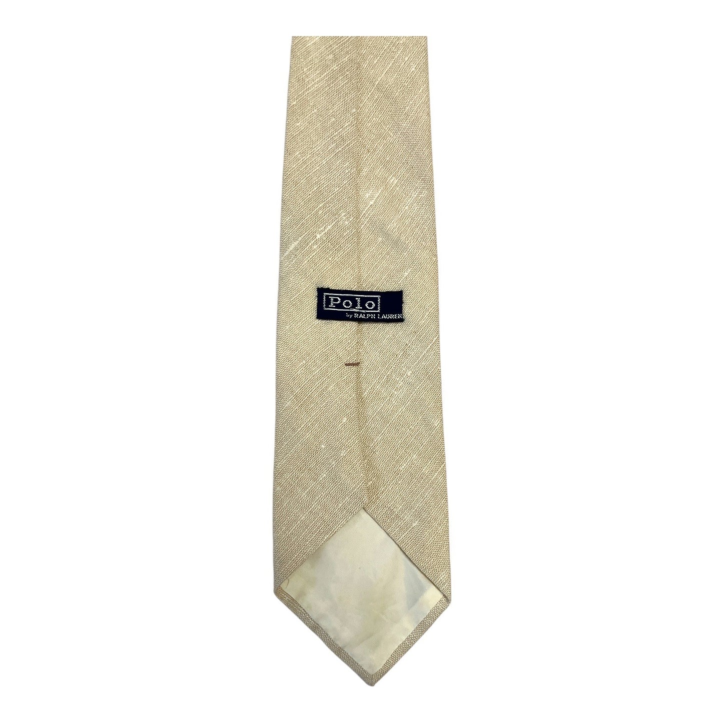 Polo Ralph Lauren x Woolf Brothers Tie – 100% Linen, Hand Made in Italy, 55” Tan Necktie, 1980s–90s