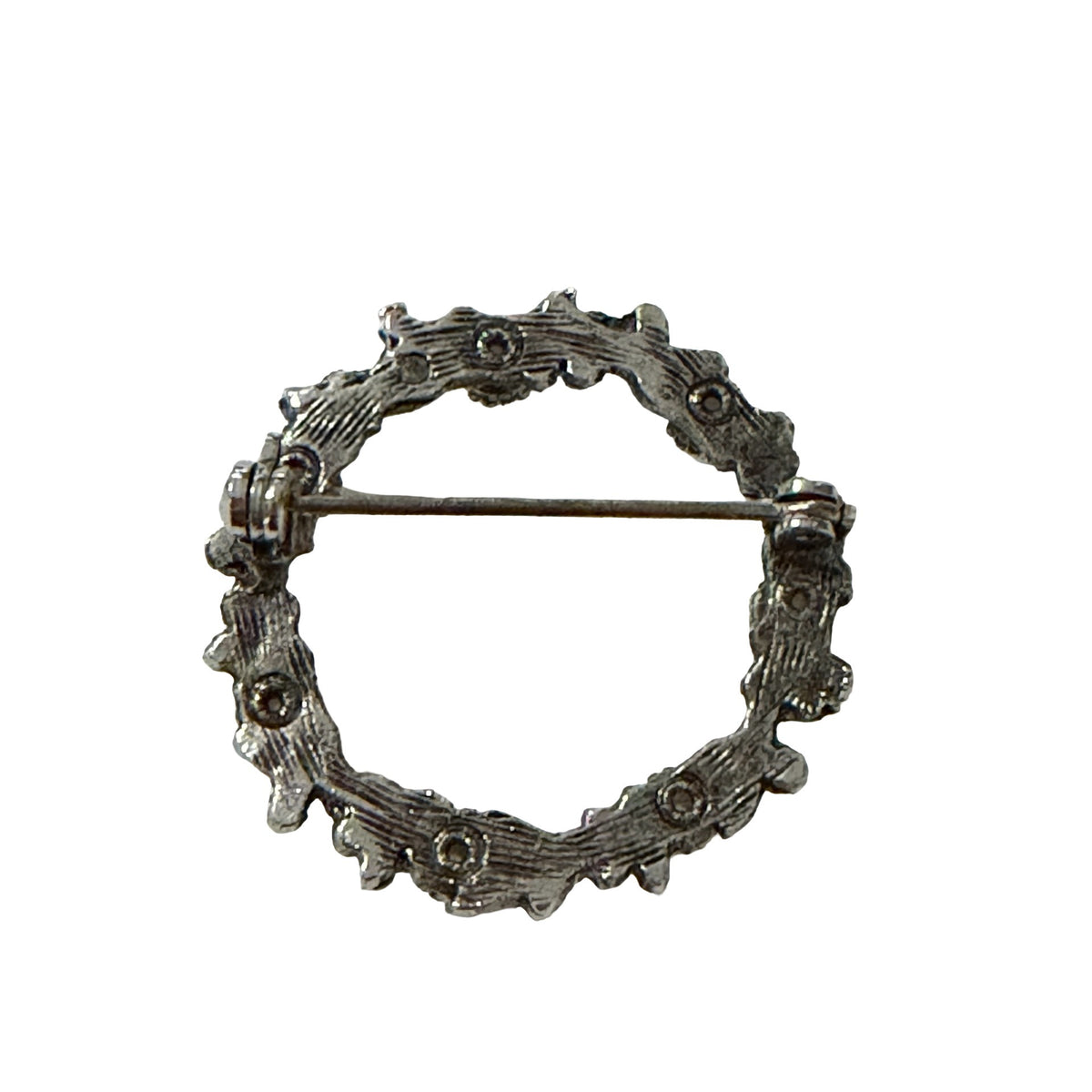 Vintage Silver Tone Faux Pearl Floral Wreath Brooch 1.25 Inch