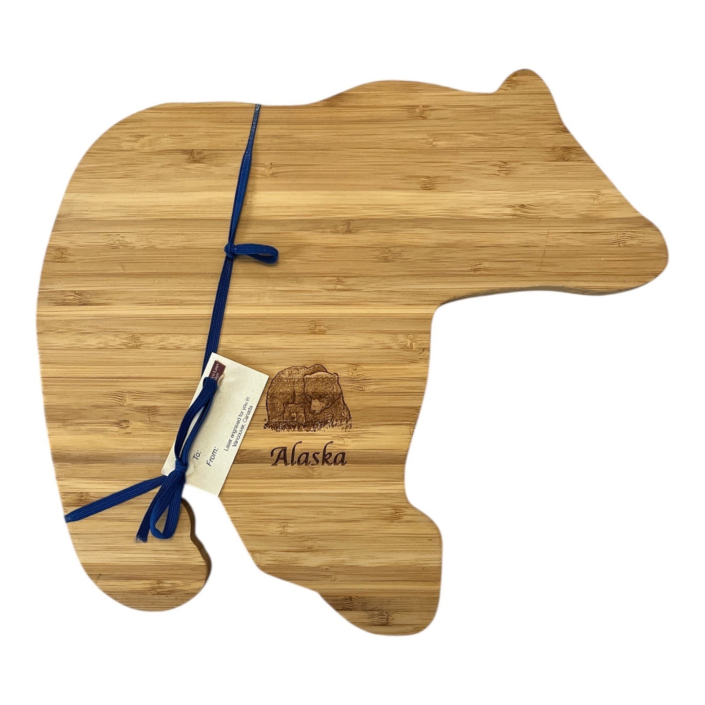 North West Laser Design Alaska Bear Bamboo Cutting Board Laser Engraved Souvenir Serving Board