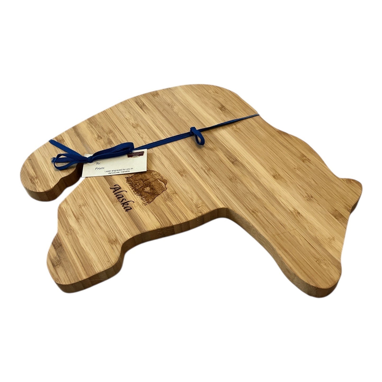 North West Laser Design Alaska Bear Bamboo Cutting Board Laser Engraved Souvenir Serving Board