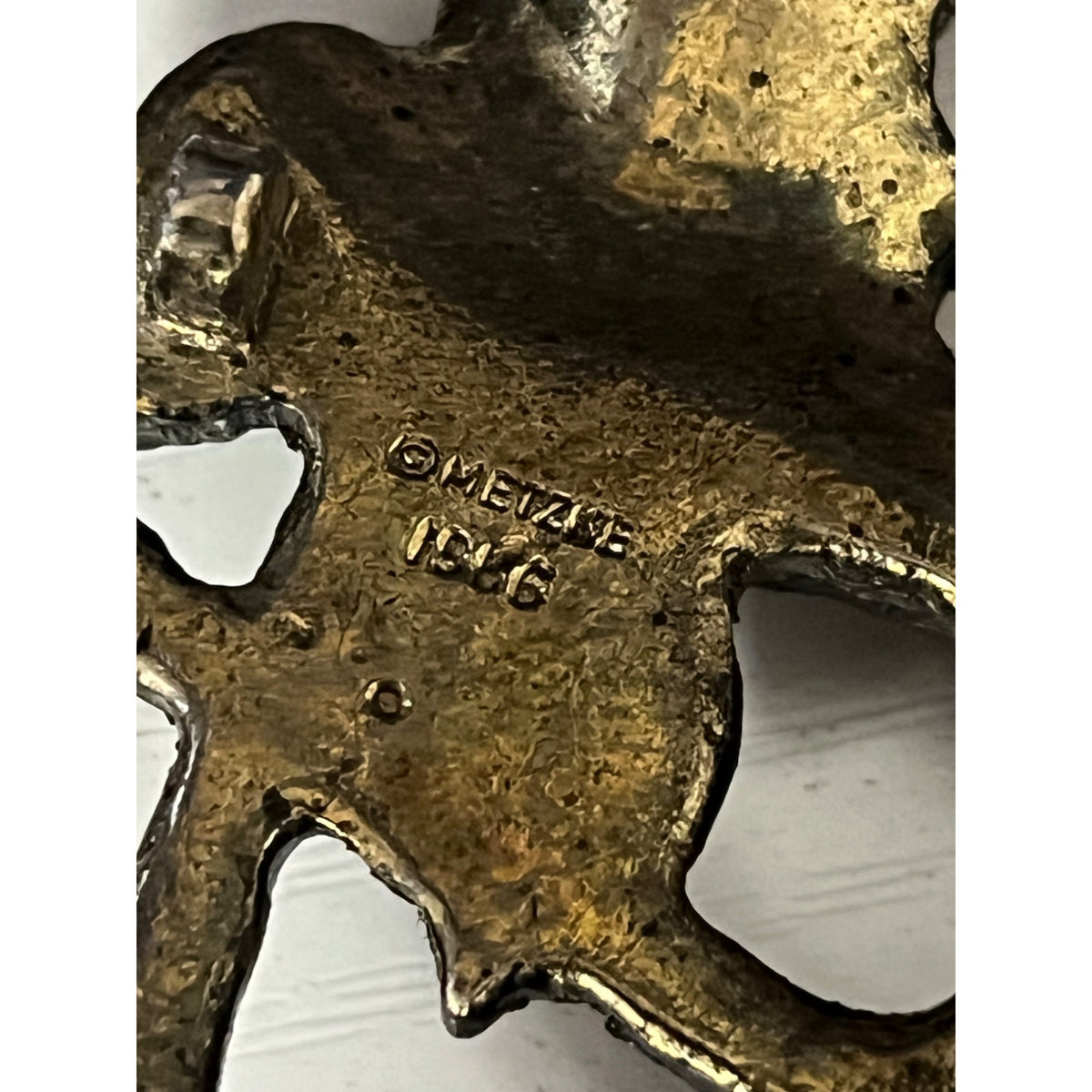 Vintage 1976 Metzke Hummingbird Mini Trivet Footed Floral Cast Metal 3x4