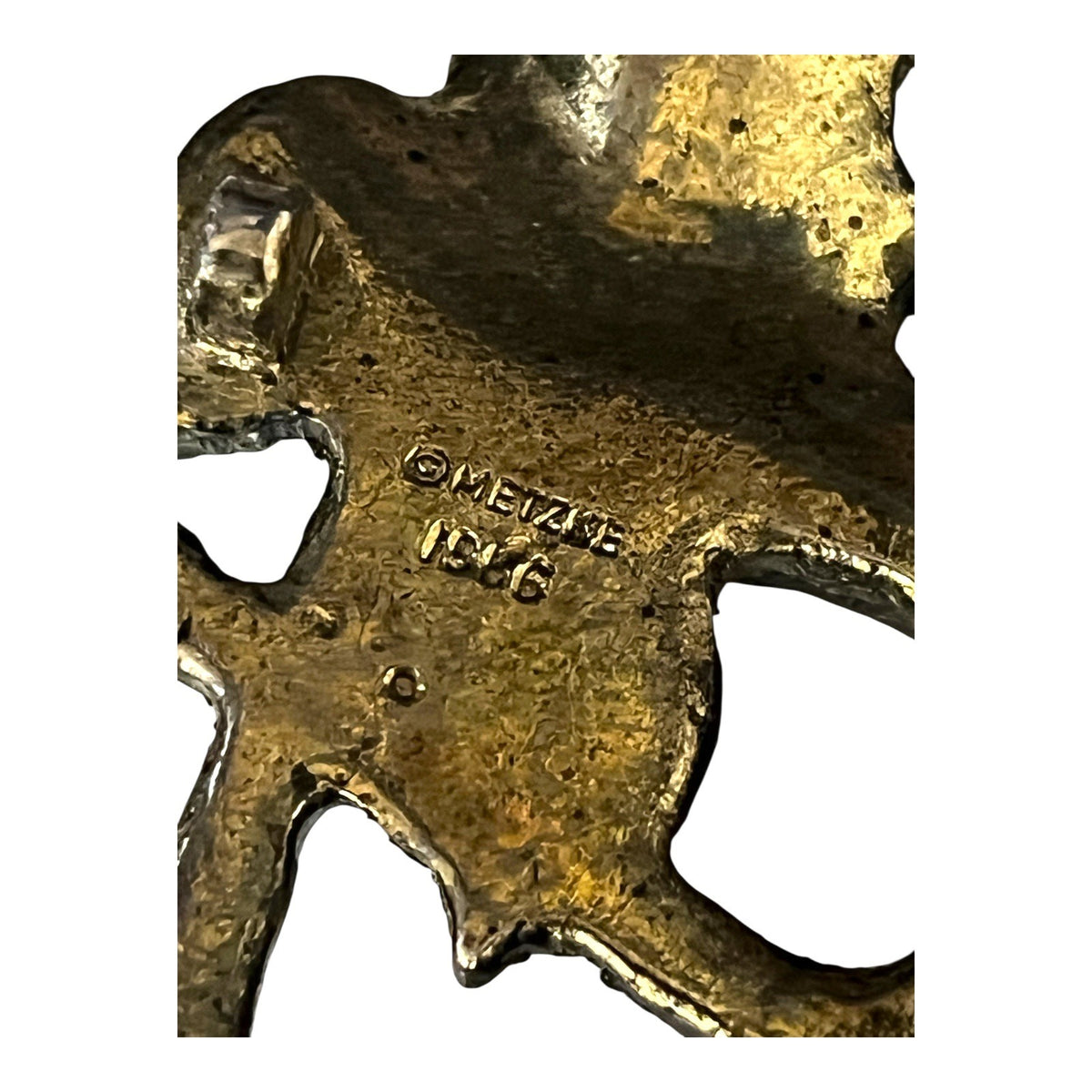 Vintage 1976 Metzke Hummingbird Mini Trivet Footed Floral Cast Metal 3x4