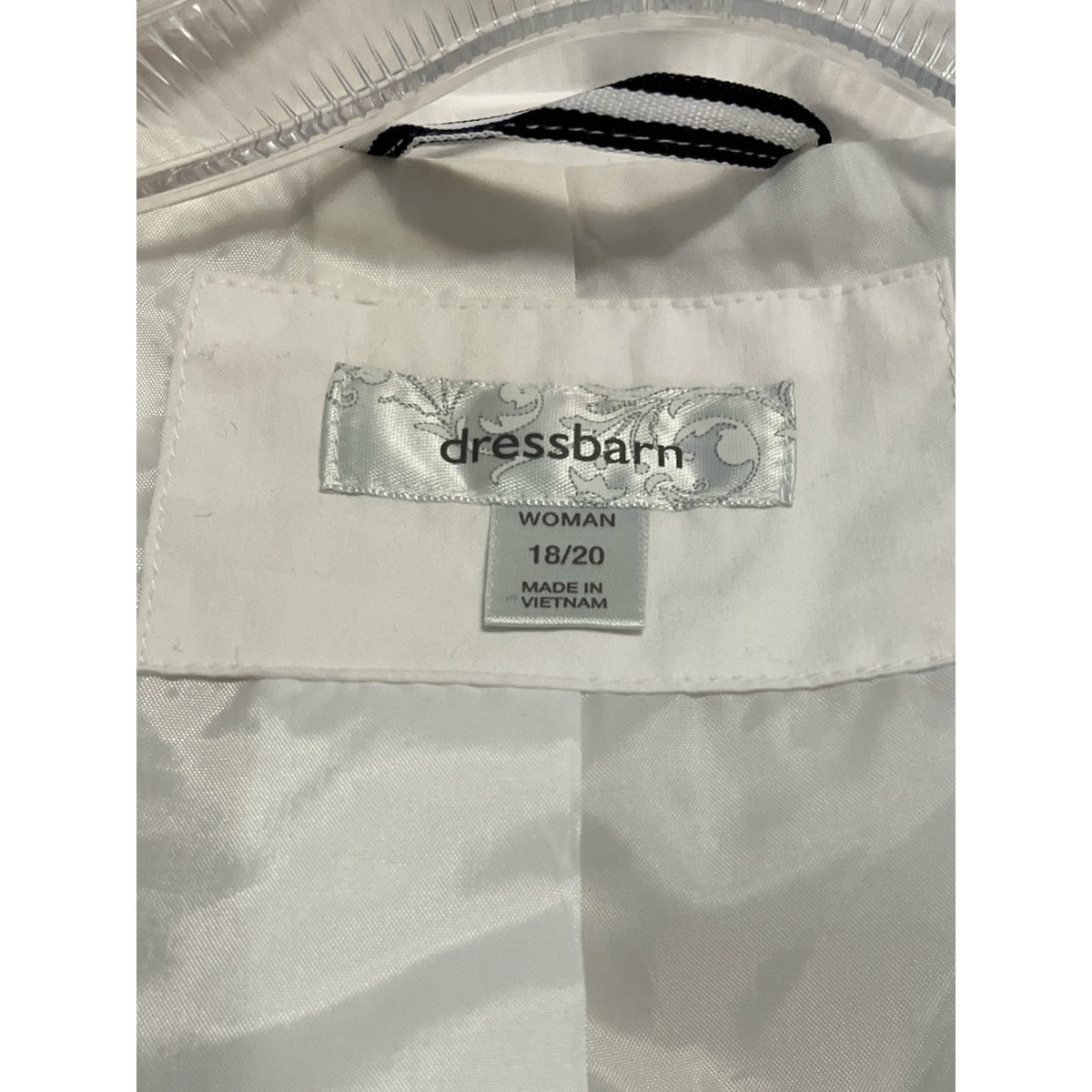 Dressbarn Woman White Utility Jacket Plus Size 18/20 Cotton Nylon Zip Front