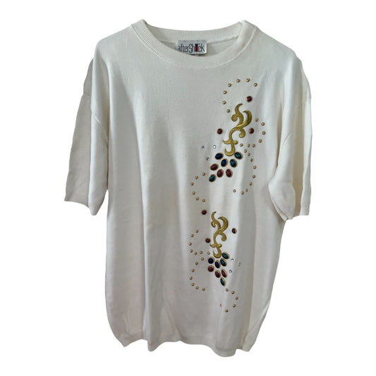 VTG AfterShock 1994 Embellished Sweatshirt Style Top – Jewel Studs & Embroidery