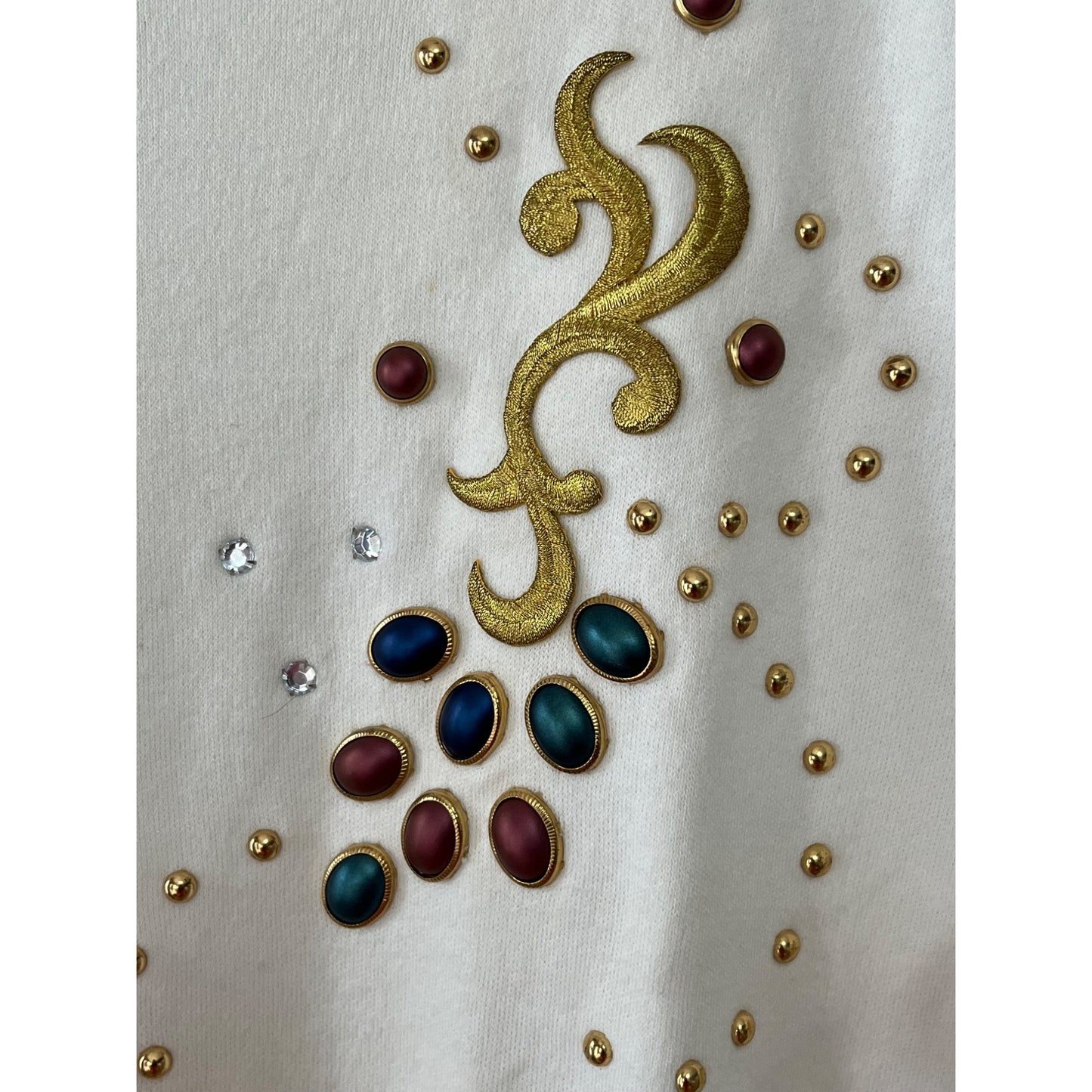 VTG AfterShock 1994 Embellished Sweatshirt Style Top – Jewel Studs & Embroidery