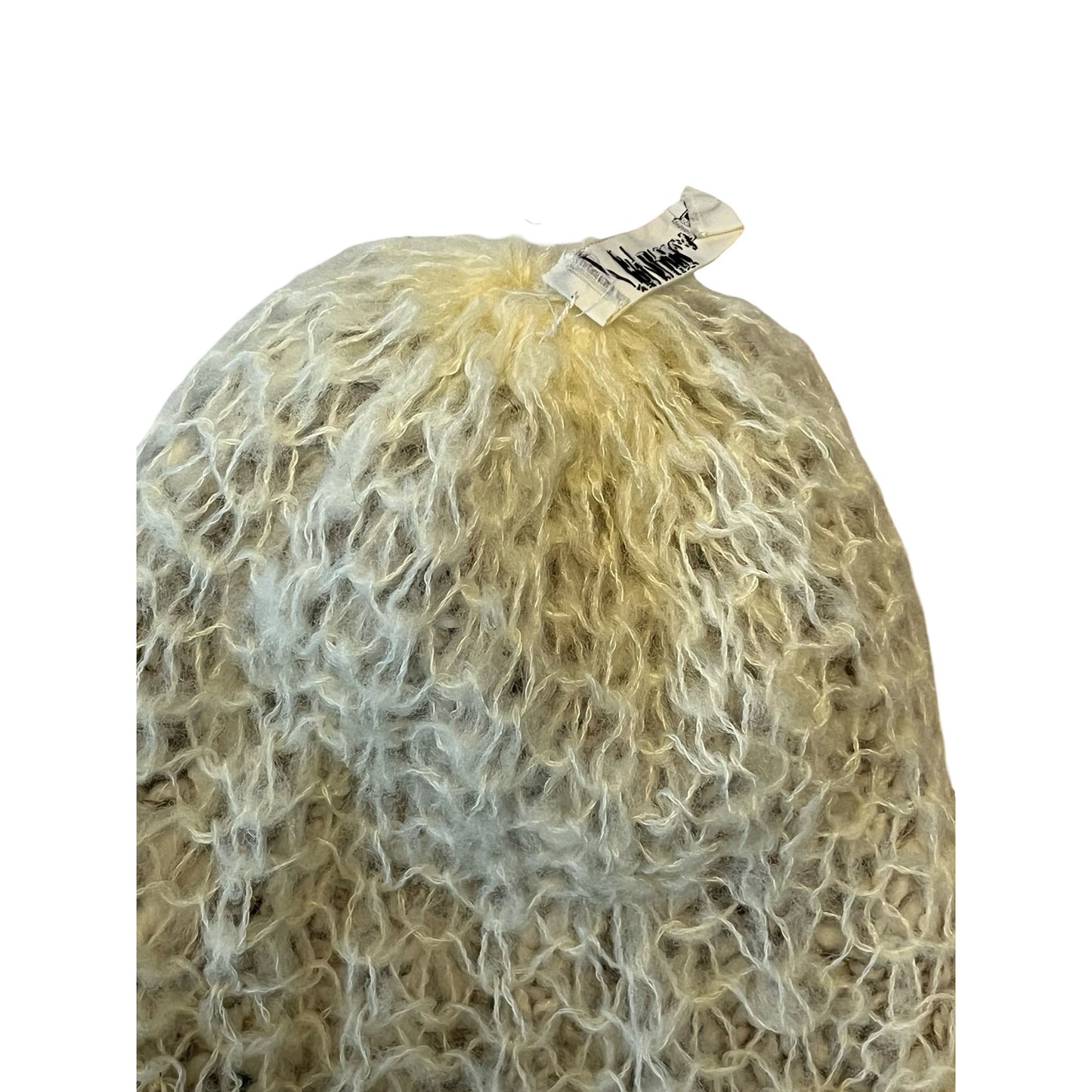 Vintage Plymouth Italy Knit Beanie Hat Chunky Wool Mohair Speckled Cream Fisherman Cap