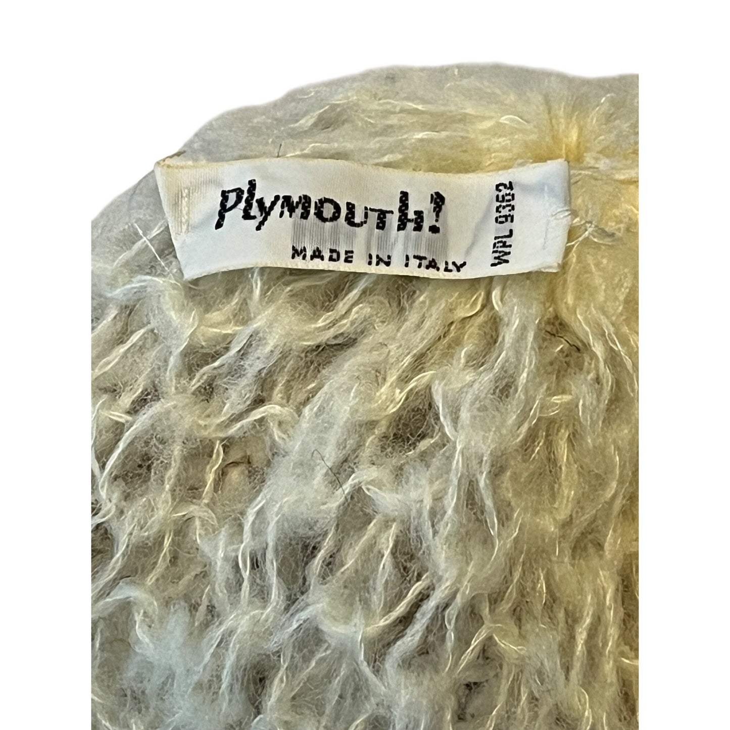 Vintage Plymouth Italy Knit Beanie Hat Chunky Wool Mohair Speckled Cream Fisherman Cap