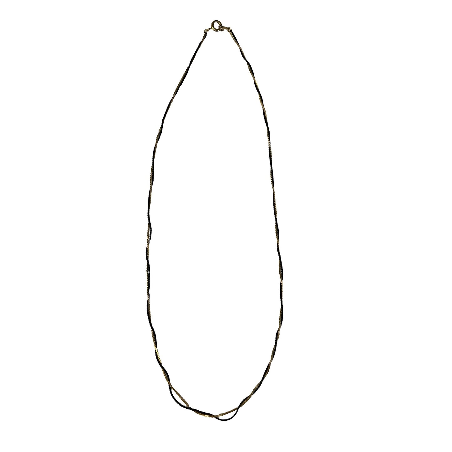 Vintage Gold Tone Black Chain Necklace Twisted Rope Style 17 Inch