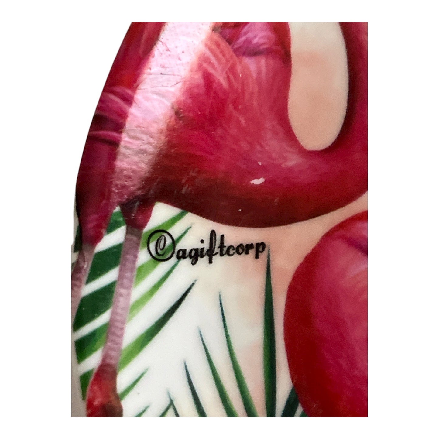 Bonaire Souvenir Ceramic Spoon Rest – Pink Flamingos Tropical Flowers – @giftcorp