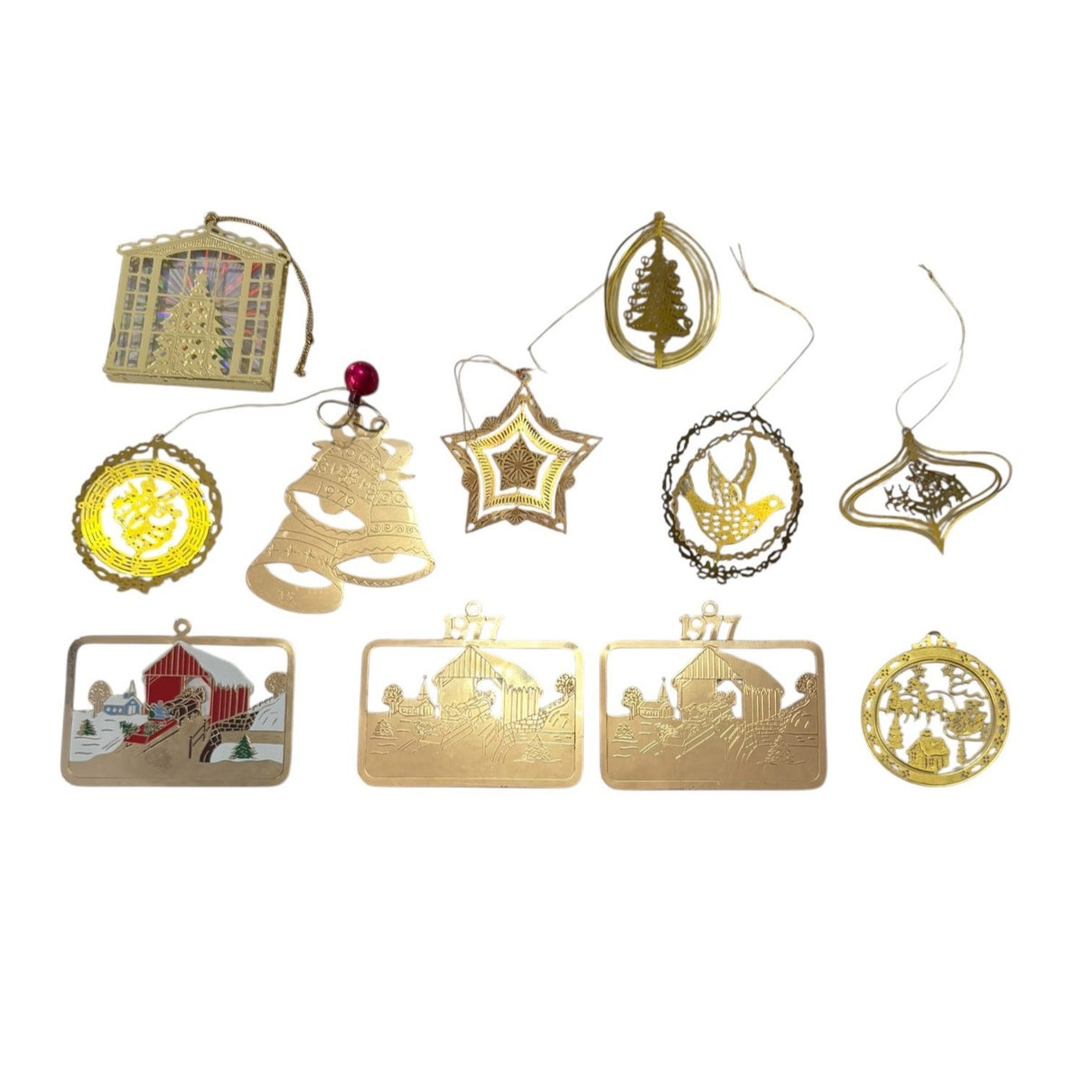Vintage Lillian Vernon Lillikins Brass Christmas Ornaments Lot of 11 1977 1980s