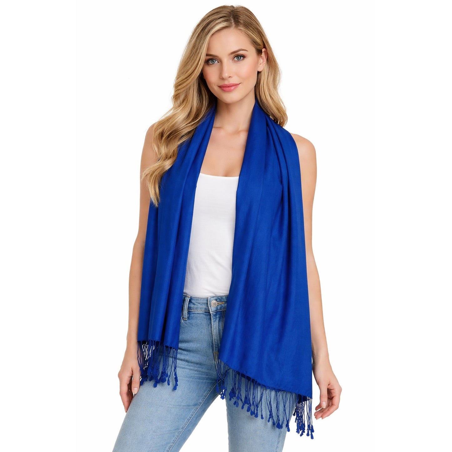 Bijoux Terner Royal Blue Viscose Fringe Scarf Shawl Wrap NWT