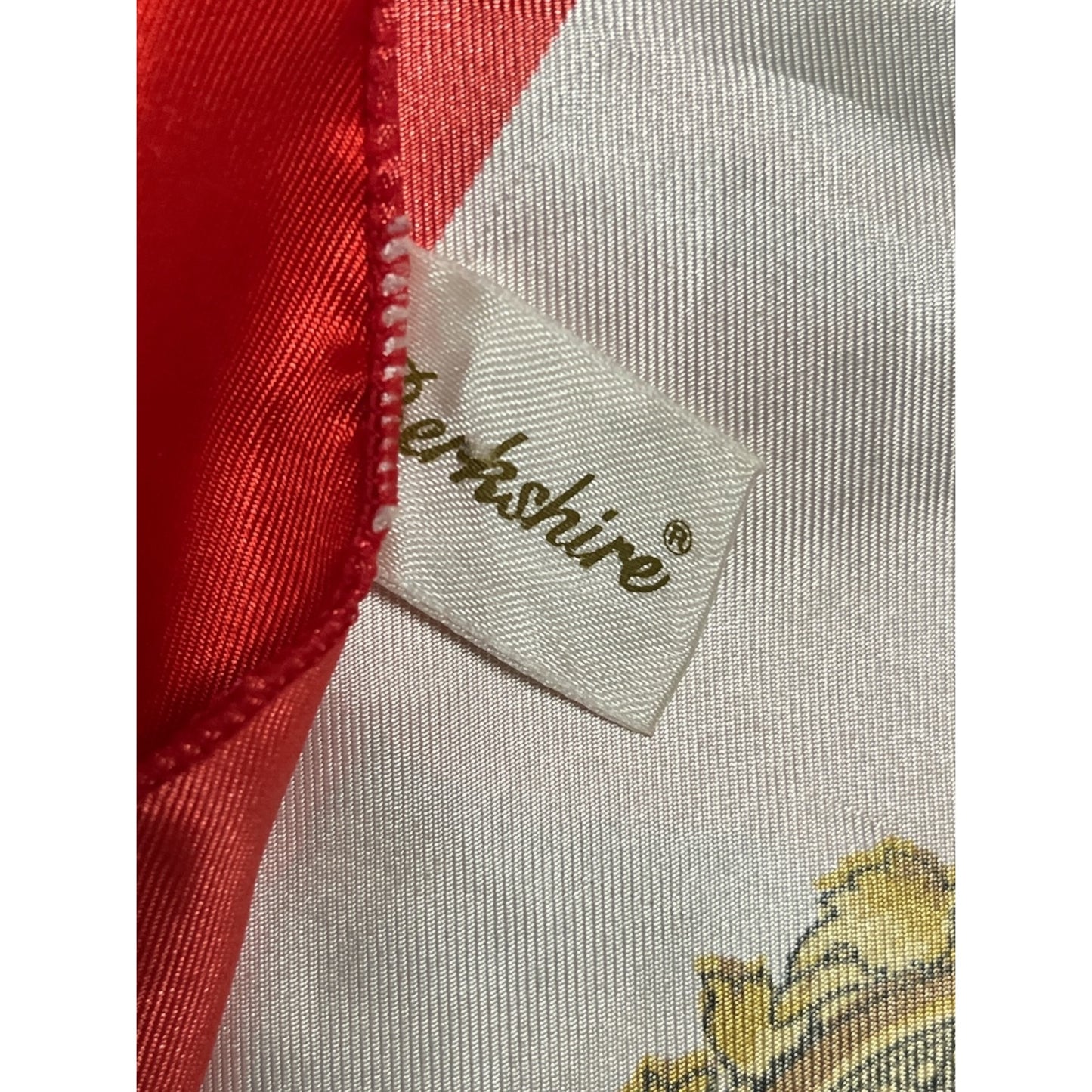 Vintage 1980s Berkshire Red & Gold Baroque Scarf – Made in Korea – 34" Square Polyester Satin