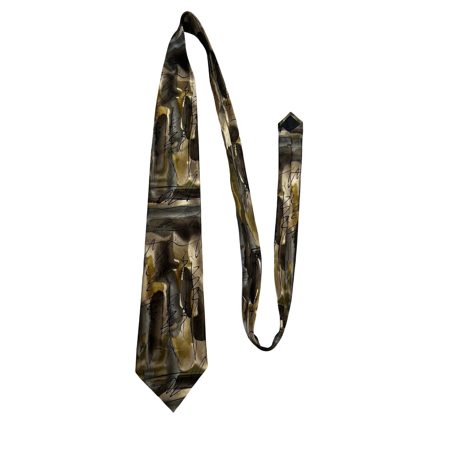 J Garcia Silk Tie Beaver Ties Collection 32 Abstract Brown Gold Black Vintage 90s