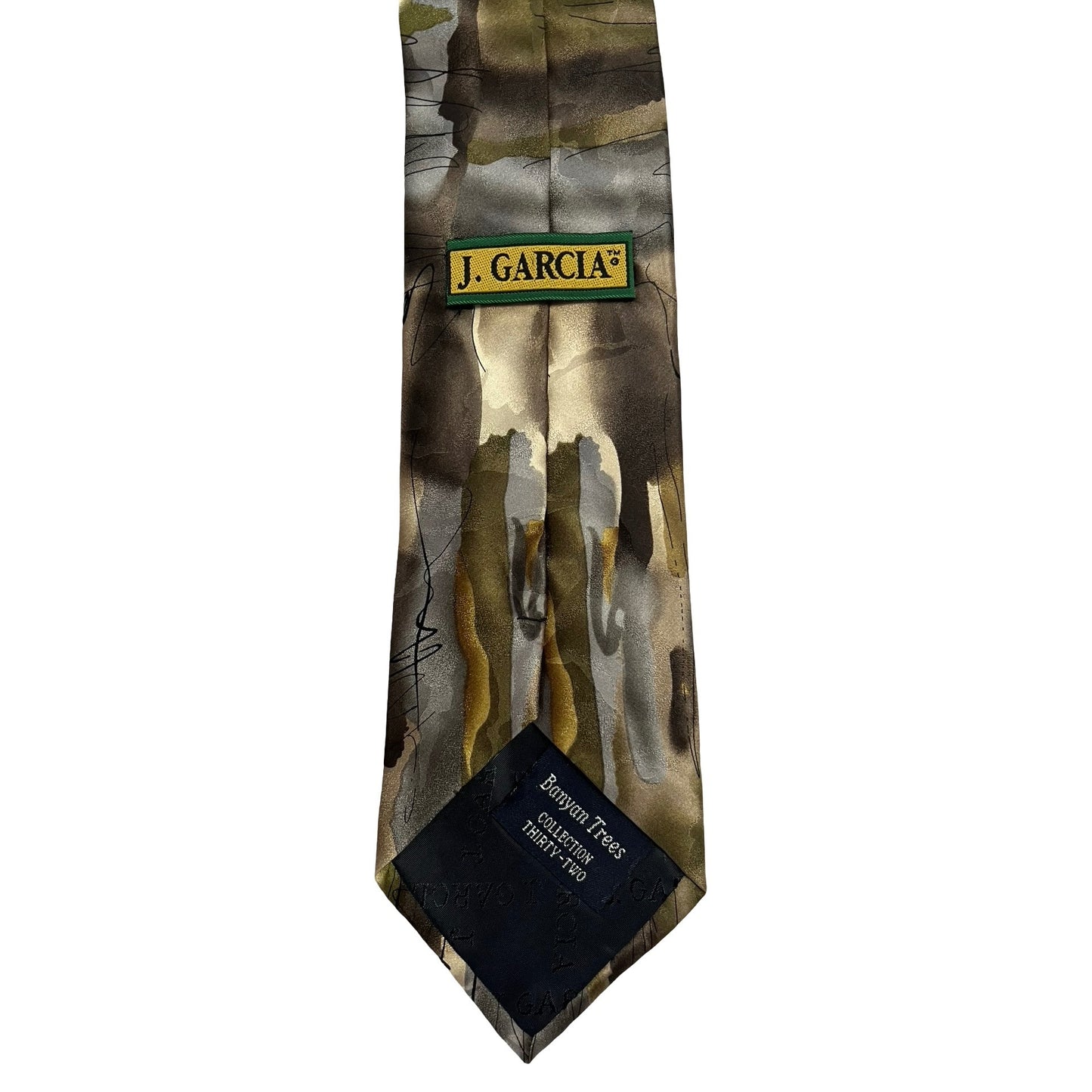 J Garcia Silk Tie Beaver Ties Collection 32 Abstract Brown Gold Black Vintage 90s