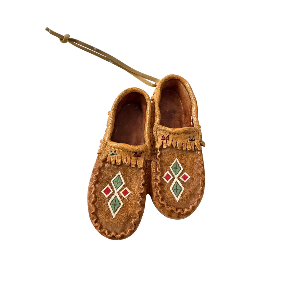 Vintage Miniature Resin Moccasin Christmas Ornament Hand Painted Southwestern 4"