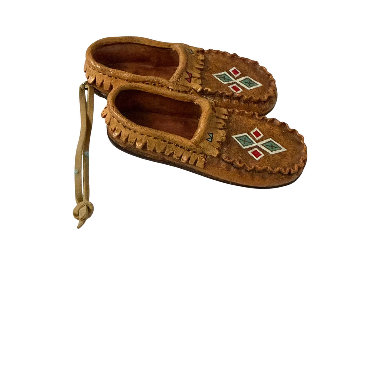 Vintage Miniature Resin Moccasin Christmas Ornament Hand Painted Southwestern 4"