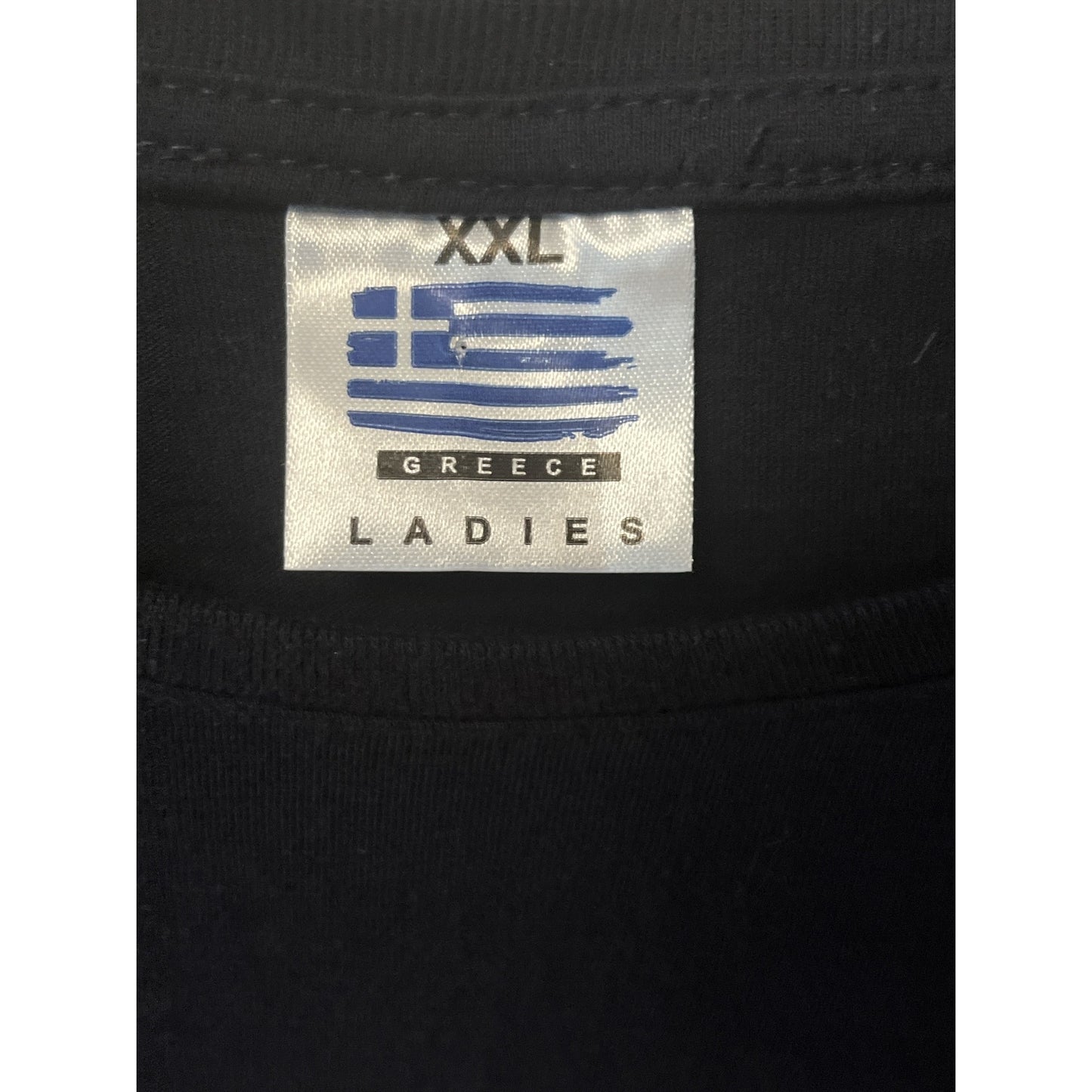 Y2K Mykonos Evil Eye Graphic T-Shirt Greece Ladies XXL Black European Sizing