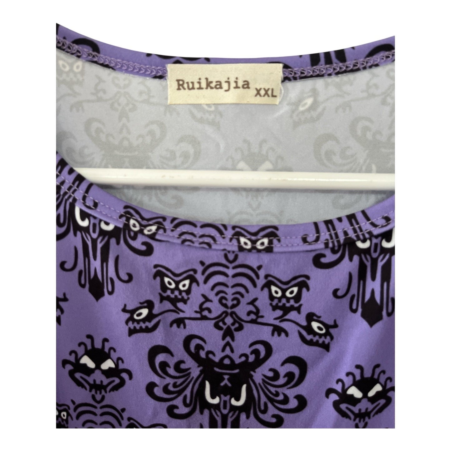 Ruikajia Purple Damask Sleeveless Dress – Haunted Gothic Print – Size XXL