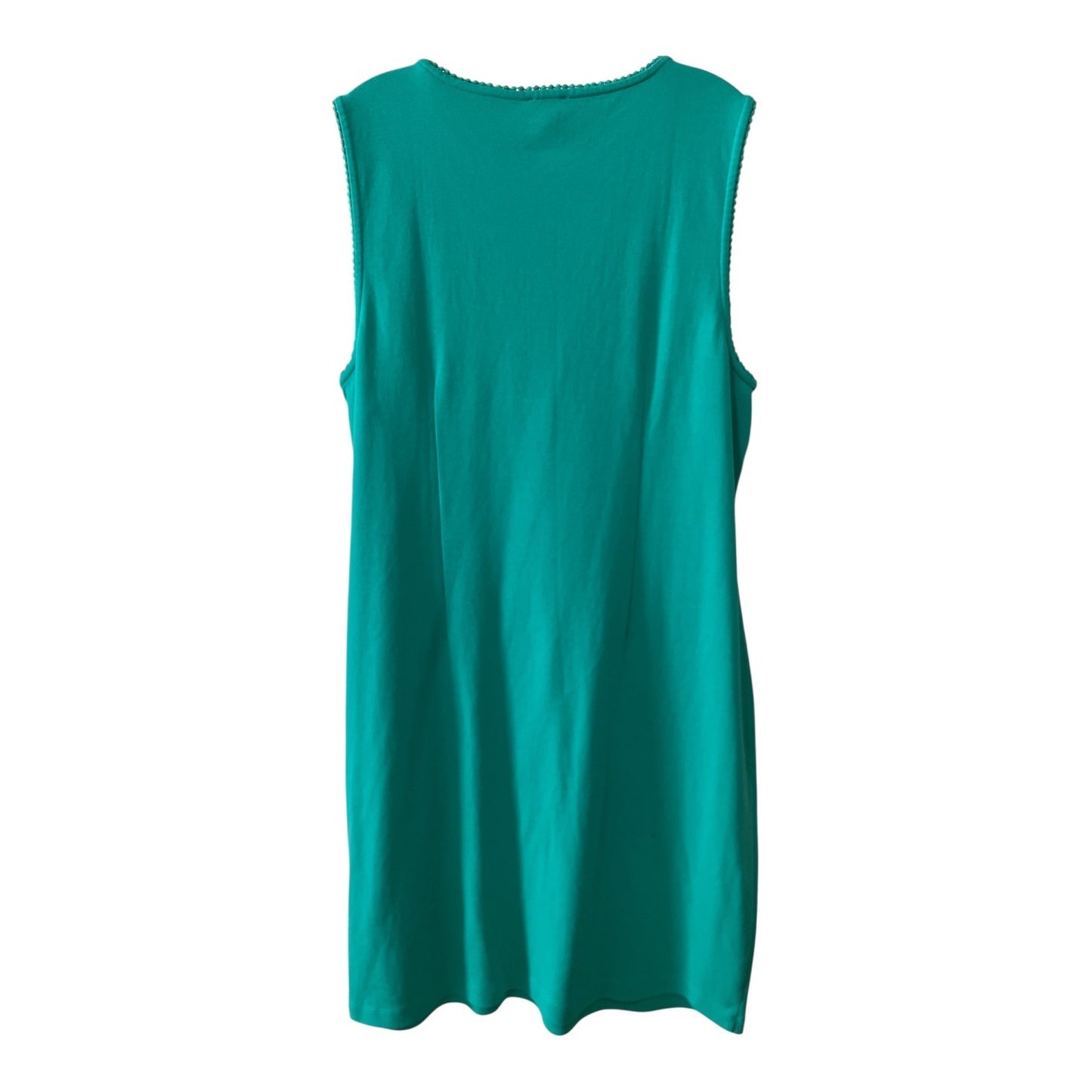 Talbots Teal Sleeveless Dress XL Cotton Embroidered Neckline NWT
