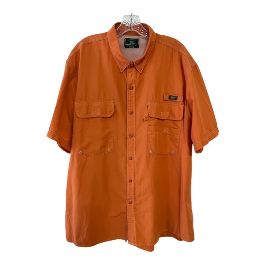 G.H. Bass & Co. Explorer XXL Short Sleeve Fishing Shirt – Vintage 2000s Orange Utility Pockets – 56” Chest