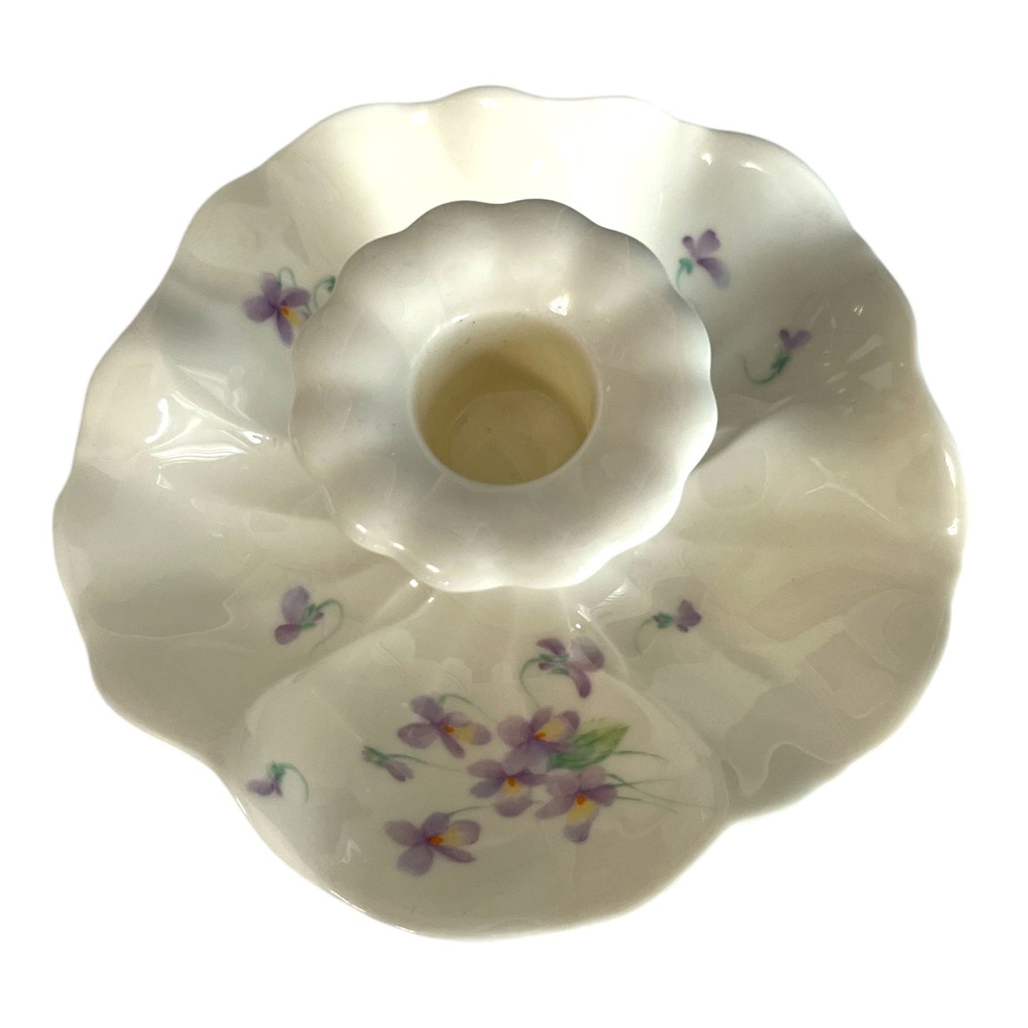 Mikasa Lila B2006 Ivory Bone China Candlestick Holder Floral Japan
