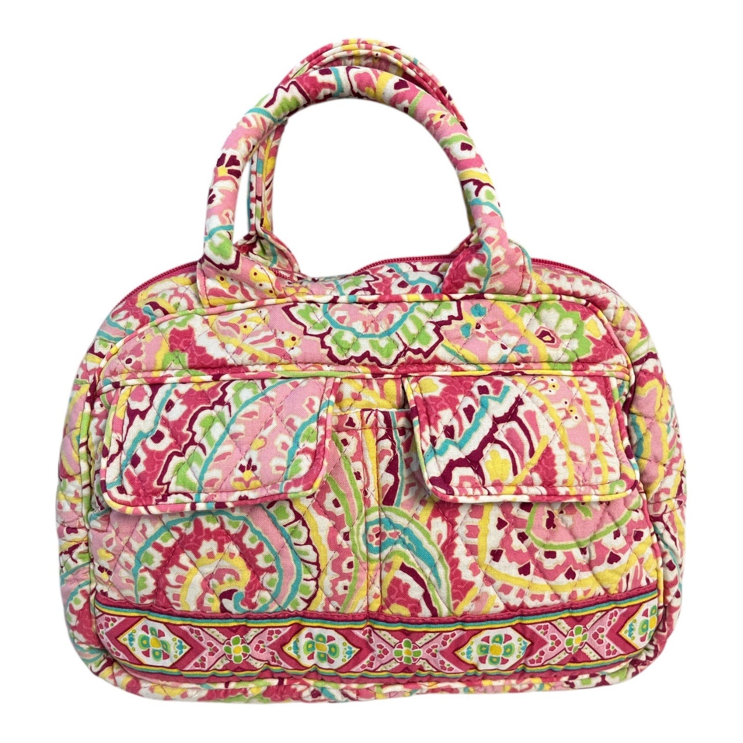Vera Bradley Quilted Handbag – Julia Retired Pattern – Pink Paisley – 2000s Vintage