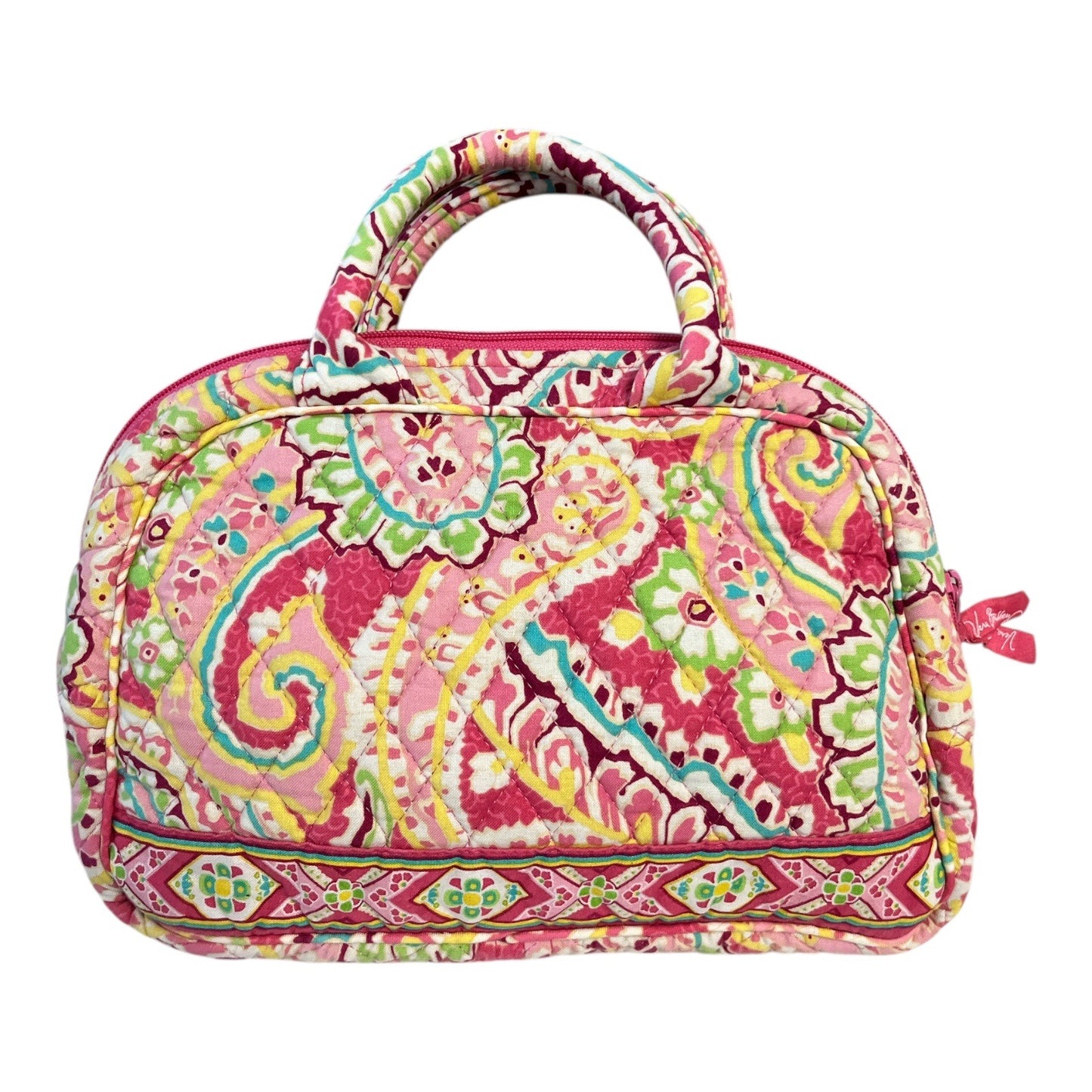 Vera Bradley Quilted Handbag – Julia Retired Pattern – Pink Paisley – 2000s Vintage