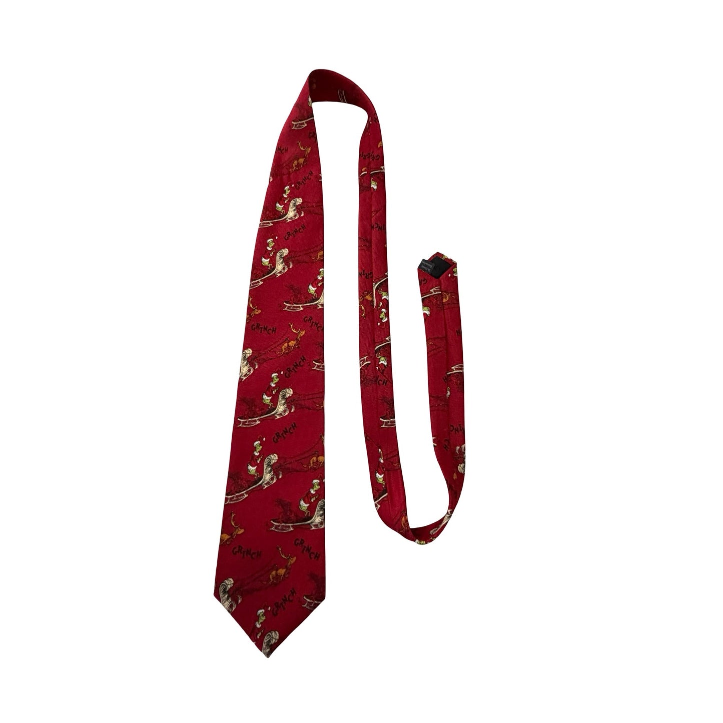 Dr. Seuss The Grinch Christmas Necktie Red Sleigh Max Holiday Tie 100% Polyester