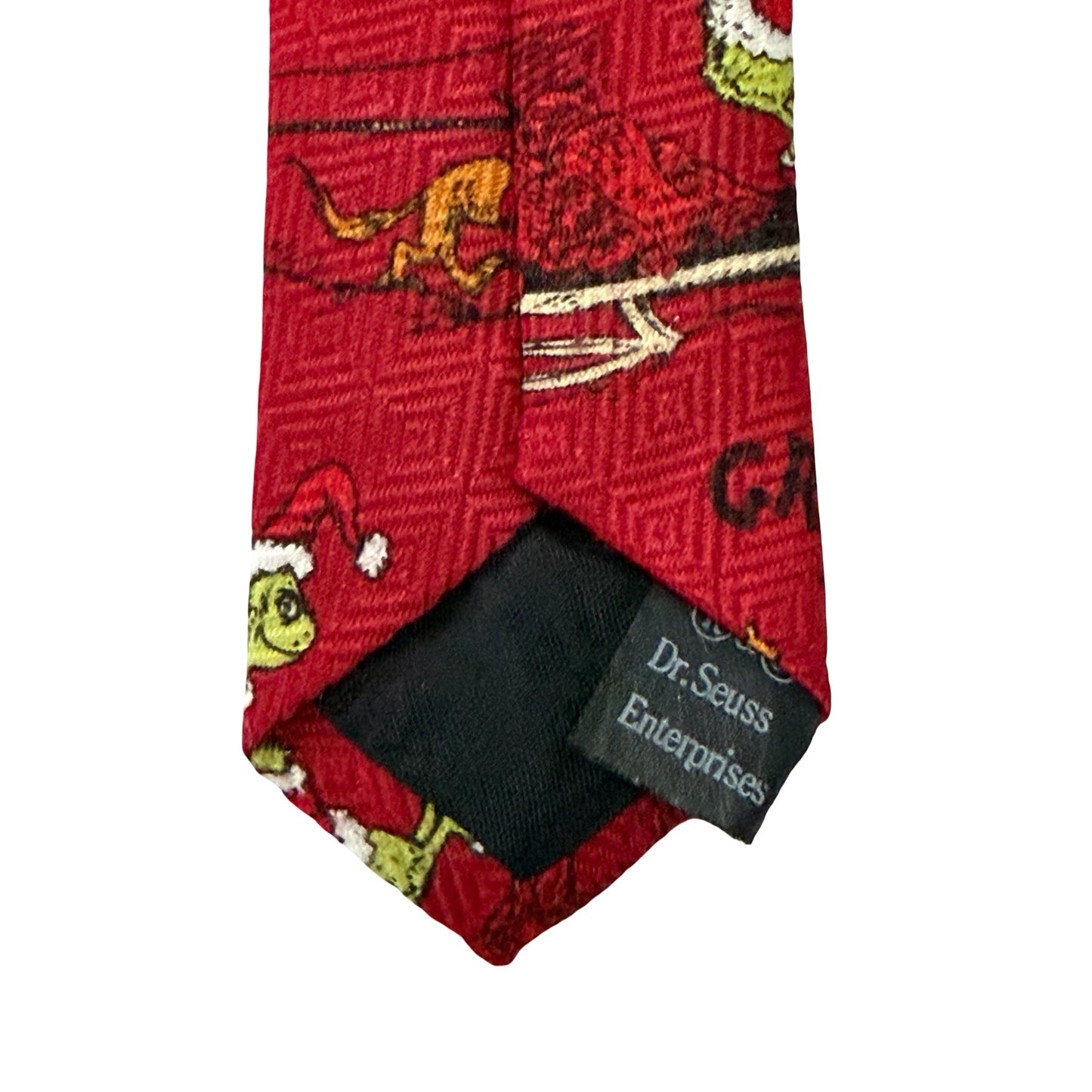 Dr. Seuss The Grinch Christmas Necktie Red Sleigh Max Holiday Tie 100% Polyester