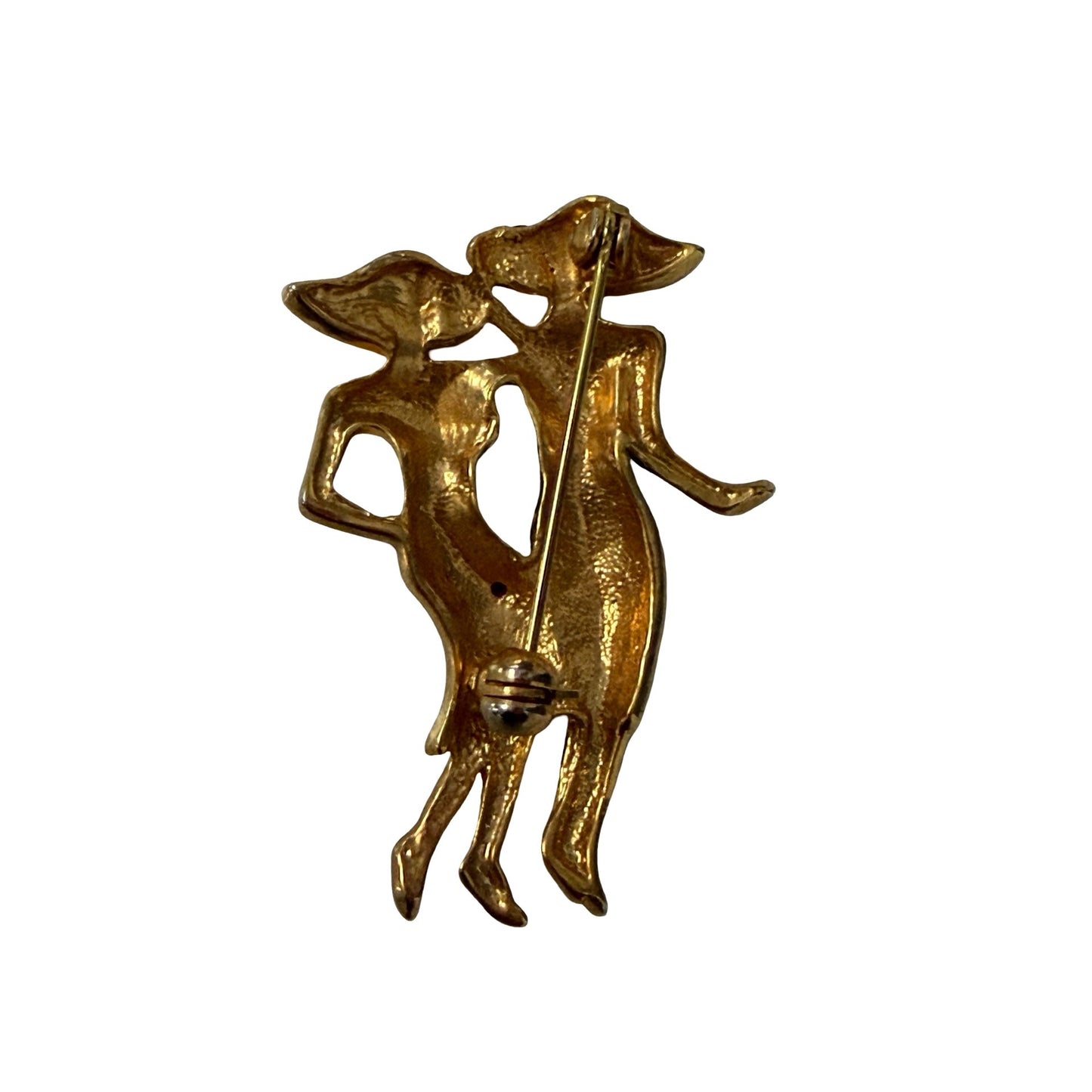 Vintage Gold Tone Ladies Brooch Purple Rhinestone Figural Women Pin