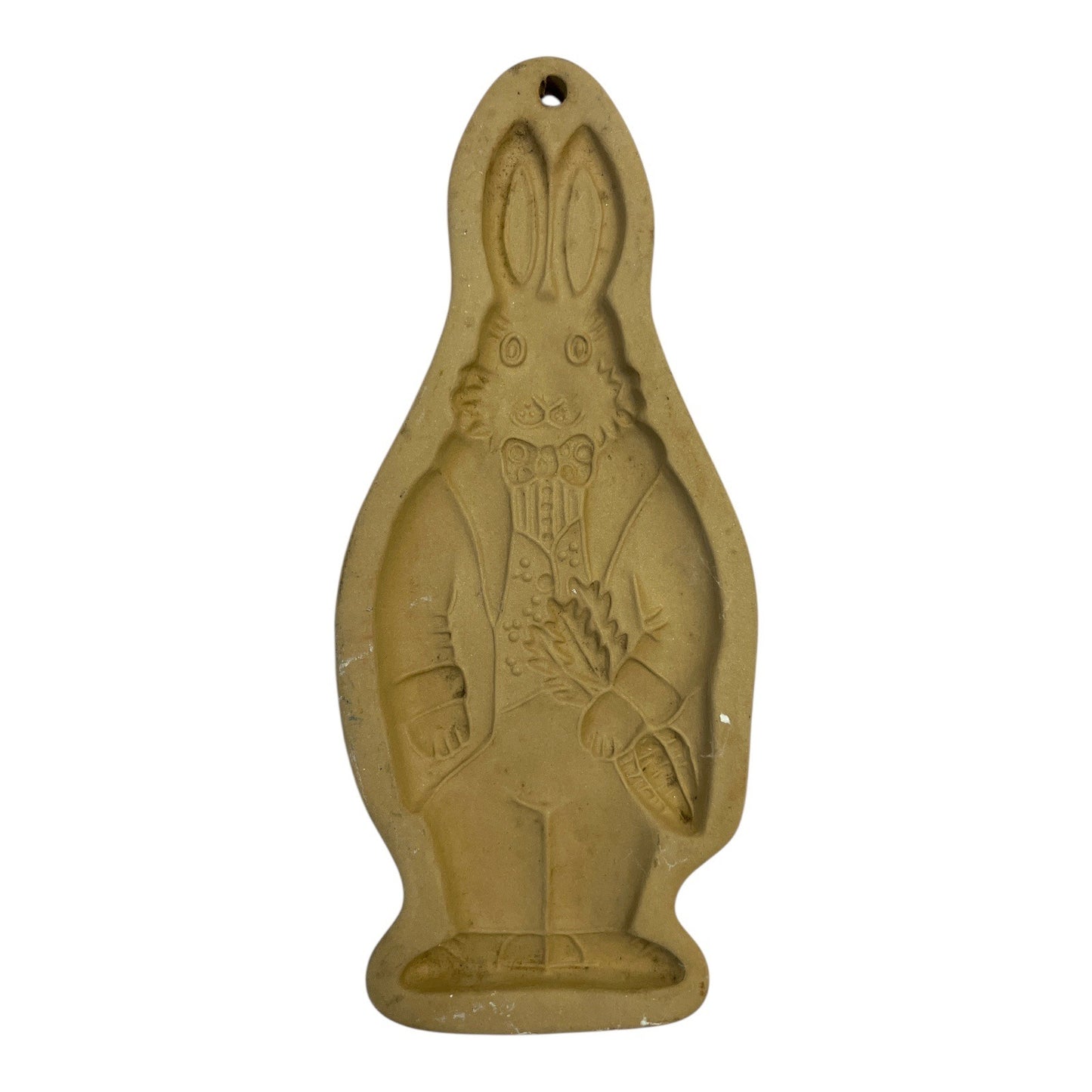 Vintage Brown Bag Cookie Art Bunny Rabbit Cookie Mold 1988 Hill Design Easter Stoneware