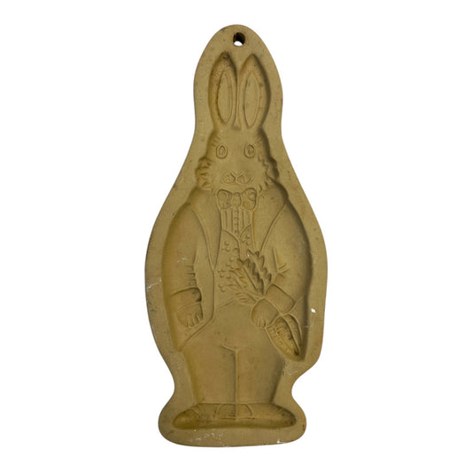 Vintage Brown Bag Cookie Art Bunny Rabbit Cookie Mold 1988 Hill Design Easter Stoneware