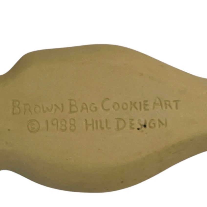 Vintage Brown Bag Cookie Art Bunny Rabbit Cookie Mold 1988 Hill Design Easter Stoneware