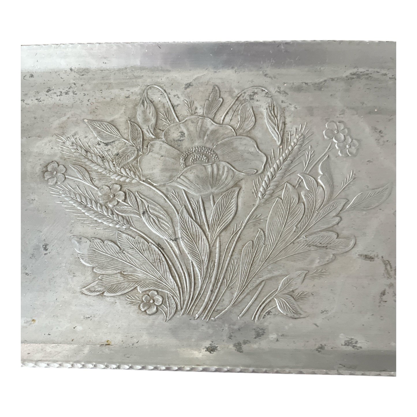 Hand Forged Everlast Metal Floral Serving Tray Aluminum 13 x 7 Vintage