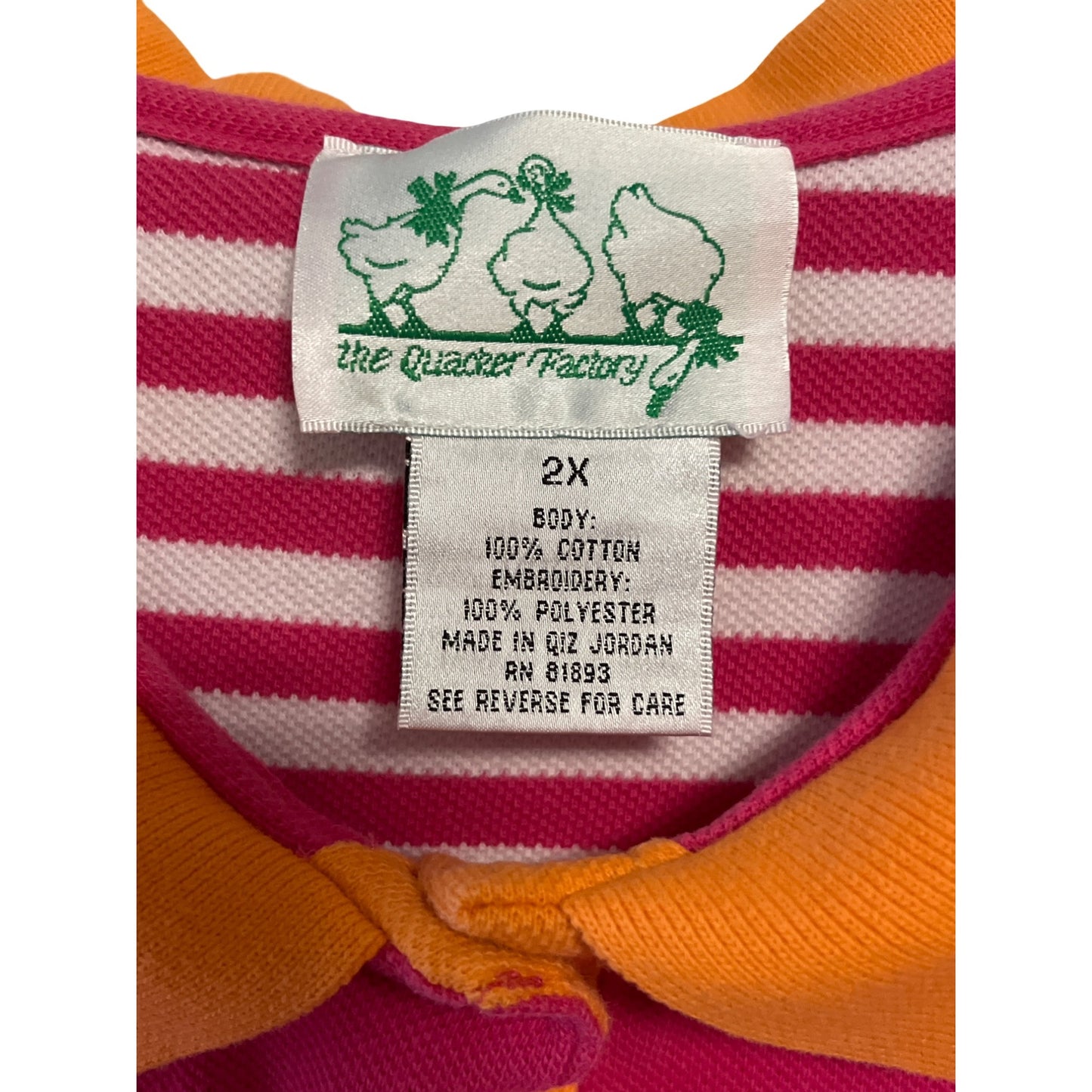 Quacker Factory Women’s 2X Pink Starfish Polo Shirt Orange Collar Mid-2000s