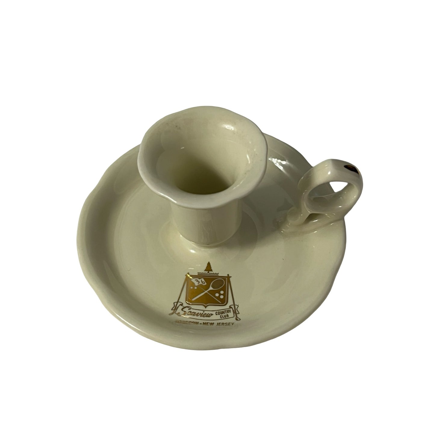 Vintage Hall USA Seaview Country Club Candlestick Holder Ashtray Cream Ceramic NJ