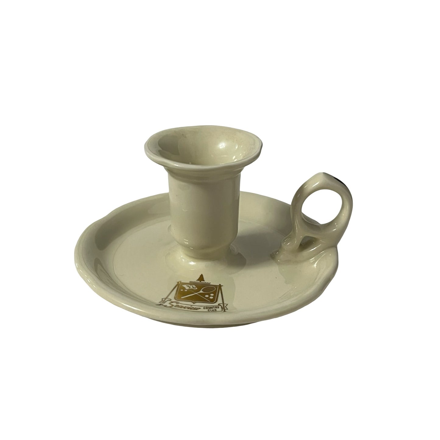 Vintage Hall USA Seaview Country Club Candlestick Holder Ashtray Cream Ceramic NJ