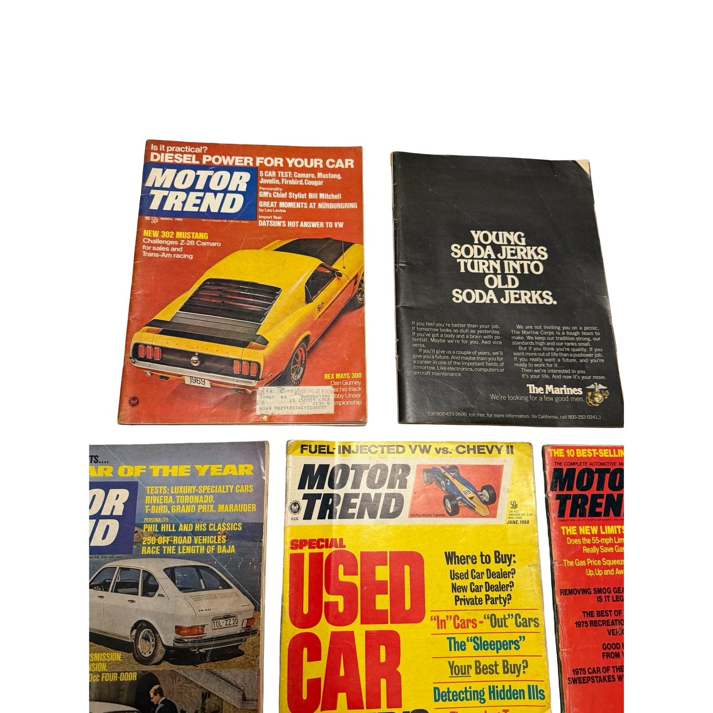 Vintage Motor Trend Magazine Lot 1968 1969 1974 Muscle Cars Ads Toyota Honda Porsche Road Runner