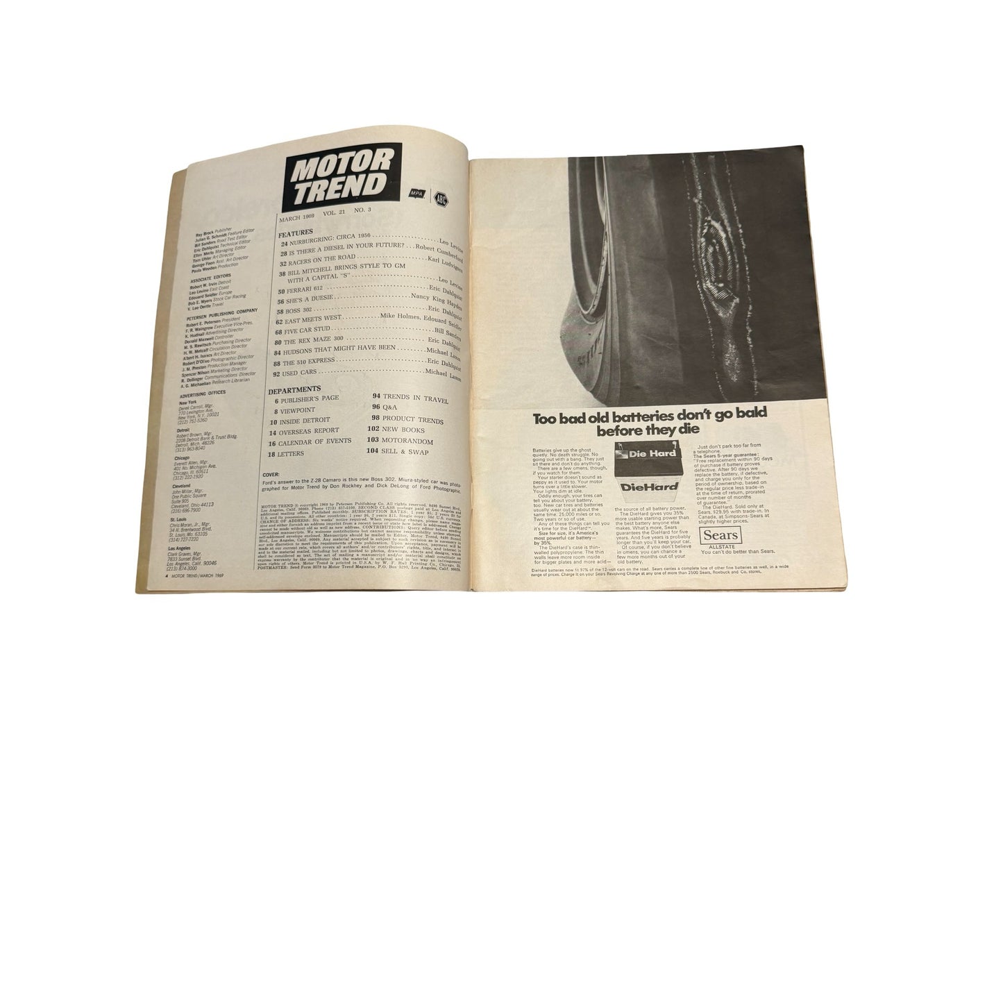 Vintage Motor Trend Magazine Lot 1968 1969 1974 Muscle Cars Ads Toyota Honda Porsche Road Runner