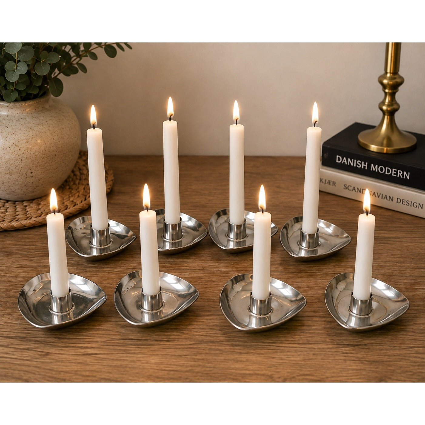 Vintage Danish 18/8 Stainless Steel Candle Holders MCM 2 Box Sets 8 Total