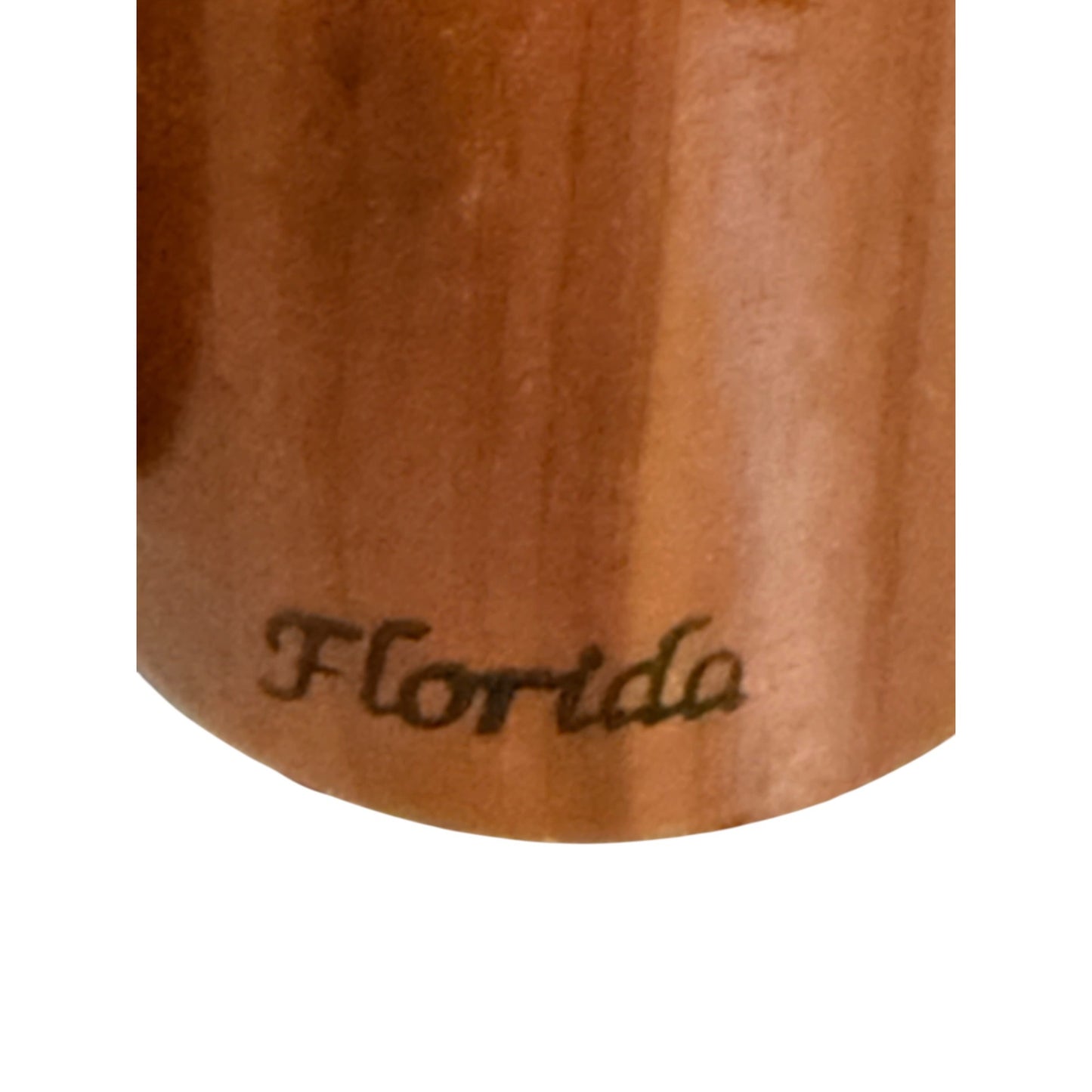 Vintage Florida Wooden Salt Shakers Pair Turned Wood Flamingo Souvenir Mid Century