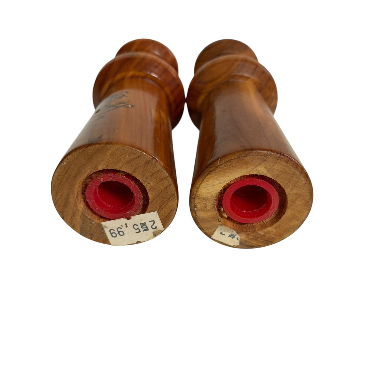 Vintage Florida Wooden Salt Shakers Pair Turned Wood Flamingo Souvenir Mid Century